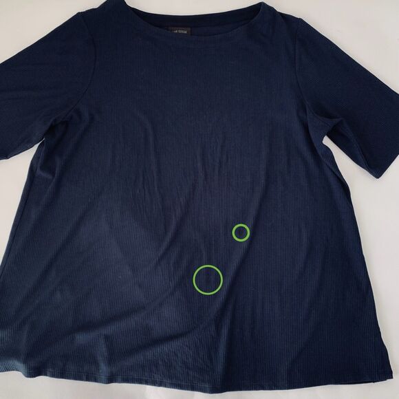 J Jill Top Wearever Collection Women XL Navy Ribbed Short Sleeve Stretch Career - Picture 4 of 8
